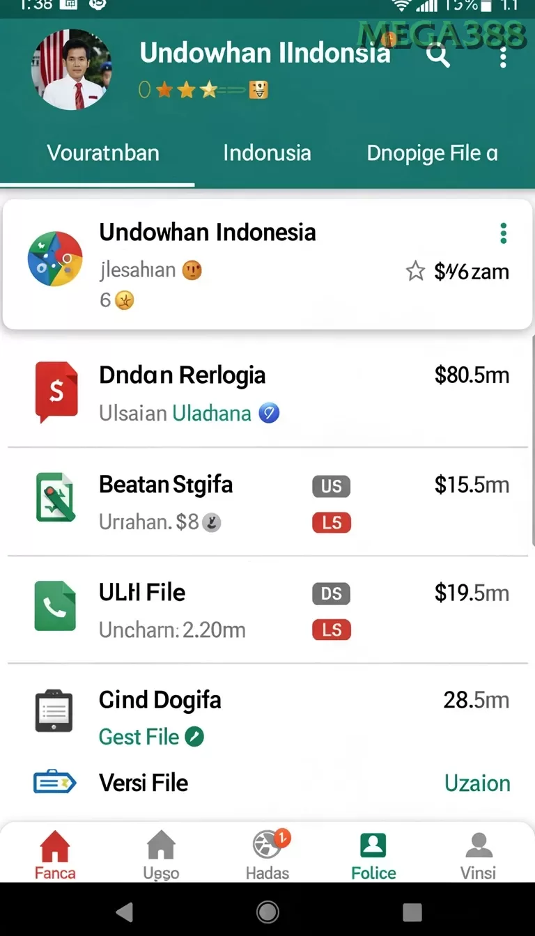 Cuplikan layar PP444 — menu navigasi